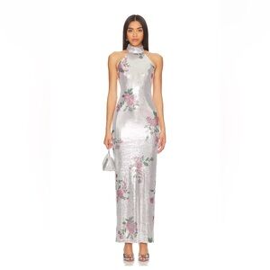 Camilla Coehlo silver sequin gown size smalll